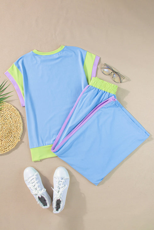 Color Block Detail Casual Two-piece Set